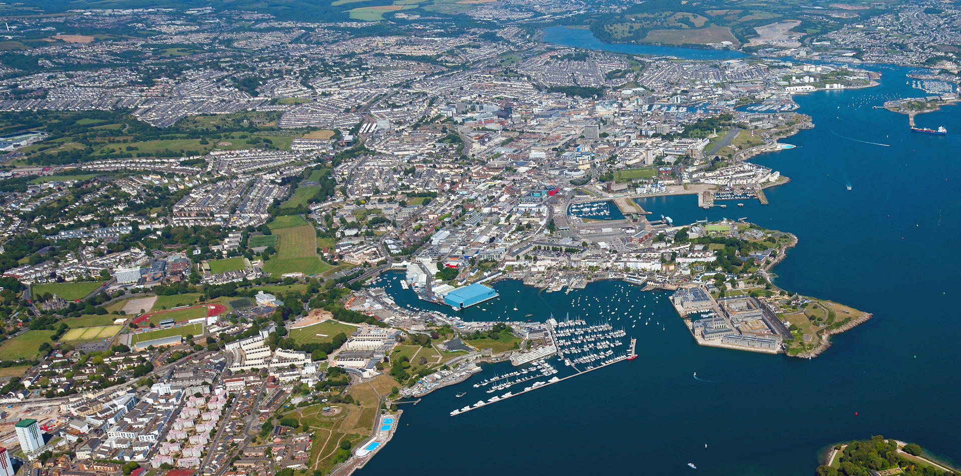 Arial shot of Plymouth